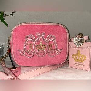 NEW! NWT JUICY COUTURE Terry Juicy Lovers Club Camera Bag Pink Lemonade